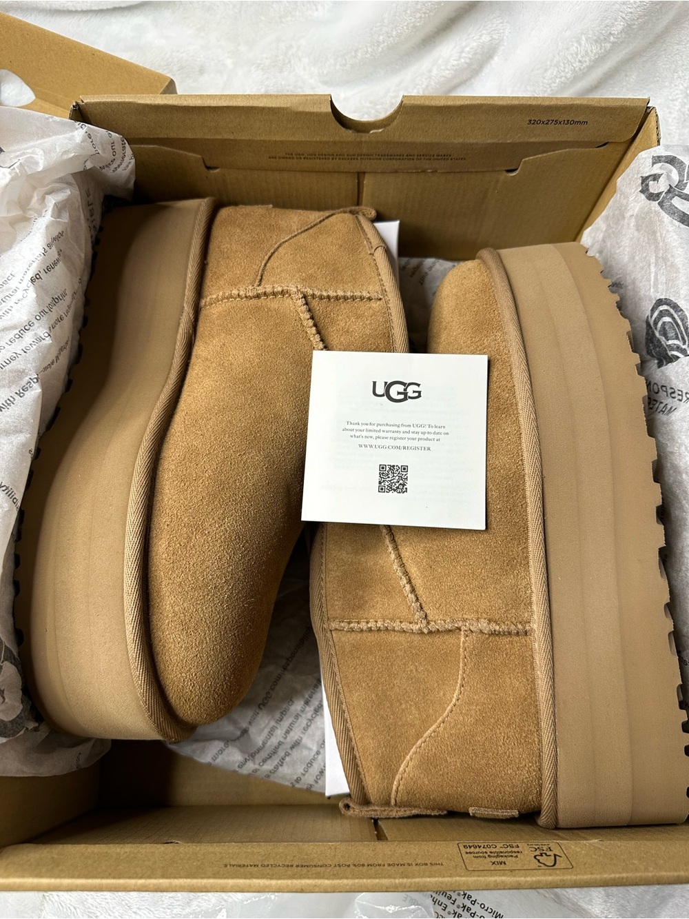 UGG Women’s  Chestnut Suede Platform Boot - Tan Upper